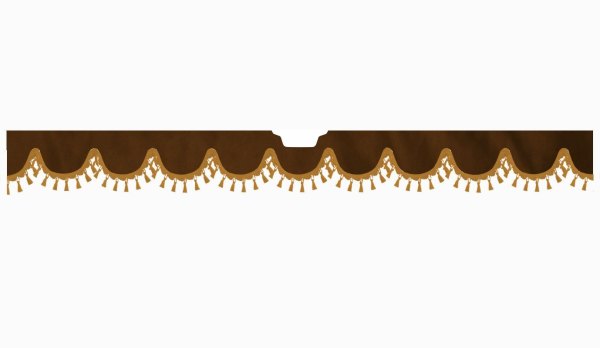 Suitable for Scania*: S (2016-...) Suede look Windscreen border with bobble - with cut-out Windscreen fitting sensor caramel shape form dark brown