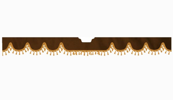 Suitable for Scania*: S (2016-...) Suede look Windscreen border with bobble - with cut-out Windscreen fitting sensor caramel wave form dark brown