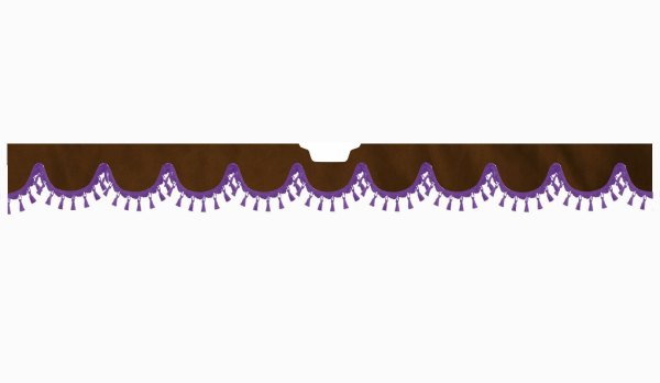 Suitable for Scania*: S (2016-...) Suede look Windscreen border with bobble - with cut-out Windscreen fitting sensor lilac shape form dark brown