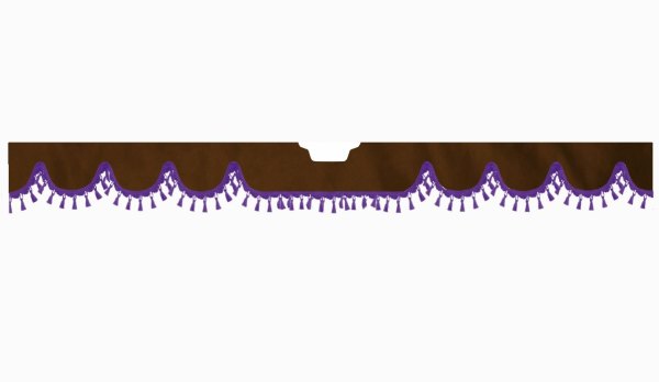 Suitable for Scania*: S (2016-...) Suede look Windscreen border with bobble - with cut-out Windscreen fitting sensor lilac wave form dark brown