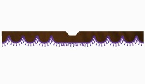 Suitable for Scania*: S (2016-...) Suede look Windscreen border with bobble - with cut-out Windscreen fitting sensor lilac wave form dark brown