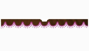 Suitable for Scania*: S (2016-...) Suede look Windscreen border with bobble - with cut-out Windscreen fitting sensor pink shape form dark brown