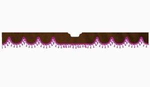 Suitable for Scania*: S (2016-...) Suede look Windscreen border with bobble - with cut-out Windscreen fitting sensor pink wave form dark brown