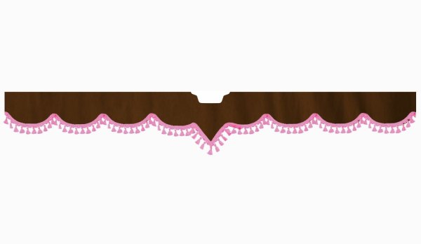 Suitable for Scania*: S (2016-...) Suede look Windscreen border with bobble - with cut-out Windscreen fitting sensor pink V-Form dark brown