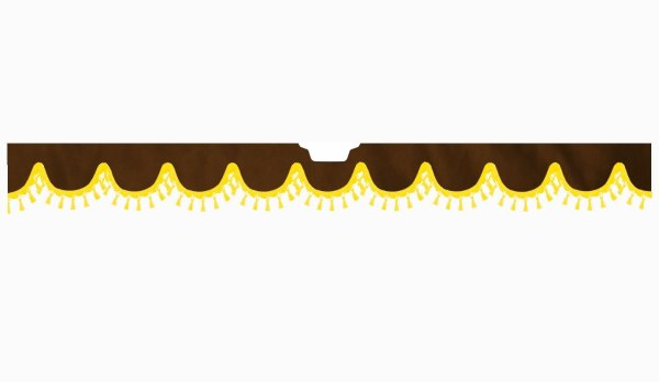 Suitable for Scania*: S (2016-...) Suede look Windscreen border with bobble - with cut-out Windscreen fitting sensor yellow shape form dark brown