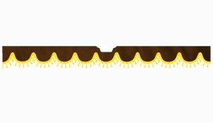 Suitable for Scania*: S (2016-...) Suede look Windscreen border with bobble - with cut-out Windscreen fitting sensor yellow shape form dark brown