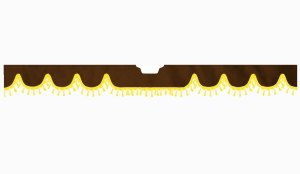 Suitable for Scania*: S (2016-...) Suede look Windscreen border with bobble - with cut-out Windscreen fitting sensor yellow wave form dark brown