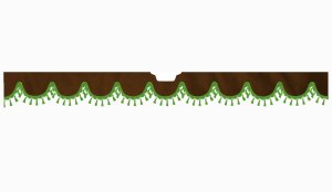 Suitable for Scania*: S (2016-...) Suede look Windscreen border with bobble - with cut-out Windscreen fitting sensor green shape form dark brown