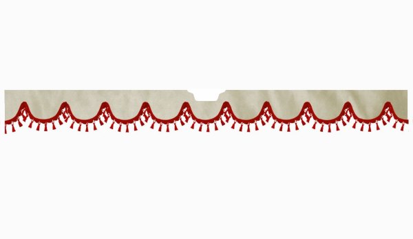 Suitable for Scania*: S (2016-...) Suede look Windscreen border with bobble - with cut-out Windscreen fitting sensor red shape form beige