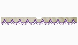 Suitable for Scania*: S (2016-...) Suede look Windscreen border with bobble - with cut-out Windscreen fitting sensor lilac shape form beige
