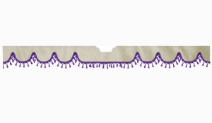Suitable for Scania*: S (2016-...) Suede look Windscreen border with bobble - with cut-out Windscreen fitting sensor lilac wave form beige