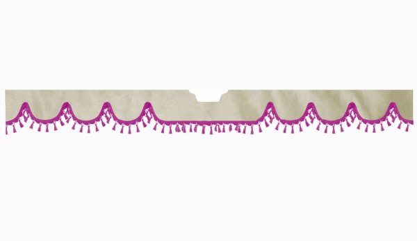 Suitable for Scania*: S (2016-...) Suede look Windscreen border with bobble - with cut-out Windscreen fitting sensor pink wave form beige
