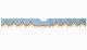 Adatto per Scania*: S (2016-...) Bordo parabrezza in pelle scamosciata con pompon - con taglio Sensore parabrezza caramello a forma di onda blu chiaro