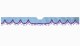 Adatto per Scania*: S (2016-...) Bordo parabrezza scamosciato con pompon - con ritaglio Sensore parabrezza lilla a forma di onda blu chiaro