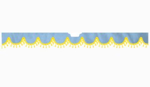 Suitable for Scania*: S (2016-...) Suede look Windscreen border with bobble - with cut-out Windscreen fitting sensor yellow shape form light blue