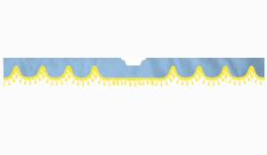Suitable for Scania*: S (2016-...) Suede look Windscreen border with bobble - with cut-out Windscreen fitting sensor yellow wave form light blue