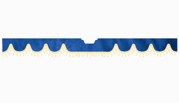 Suitable for Scania*: S (2016-...) Suede look Windscreen border with bobble - with cut-out Windscreen fitting sensor beige wave form dark blue