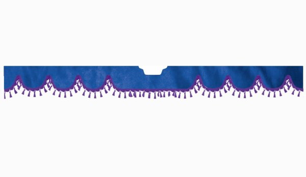 Suitable for Scania*: S (2016-...) Suede look Windscreen border with bobble - with cut-out Windscreen fitting sensor lilac wave form dark blue