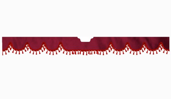 Suitable for Scania*: S (2016-...) Suede look Windscreen border with bobble - with cut-out Windscreen fitting sensor red wave form bordeaux