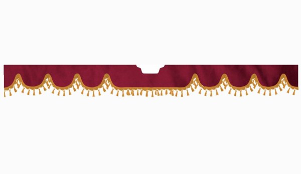 Suitable for Scania*: S (2016-...) Suede look Windscreen border with bobble - with cut-out Windscreen fitting sensor caramel wave form bordeaux
