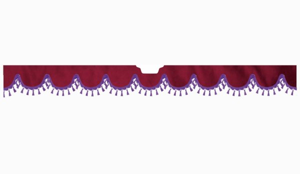 Suitable for Scania*: S (2016-...) Suede look Windscreen border with bobble - with cut-out Windscreen fitting sensor lilac shape form bordeaux