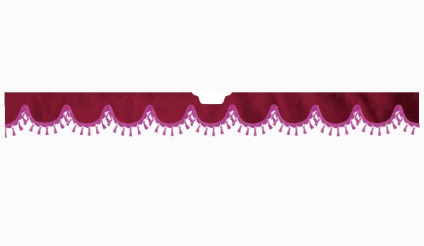 Suitable for Scania*: S (2016-...) Suede look Windscreen border with bobble - with cut-out Windscreen fitting sensor pink shape form bordeaux