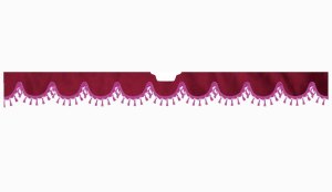 Suitable for Scania*: S (2016-...) Suede look Windscreen border with bobble - with cut-out Windscreen fitting sensor pink shape form bordeaux