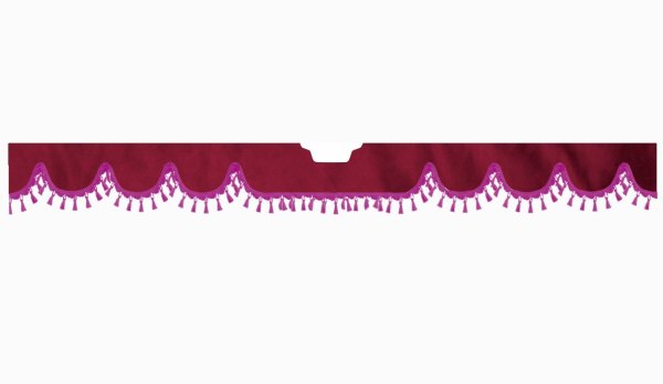 Suitable for Scania*: S (2016-...) Suede look Windscreen border with bobble - with cut-out Windscreen fitting sensor pink wave form bordeaux