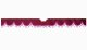 Adatto per Scania*: S (2016-...) Bordo parabrezza in pelle scamosciata con pompon - con ritaglio Sensore di montaggio parabrezza rosa Forma a onda bordeaux