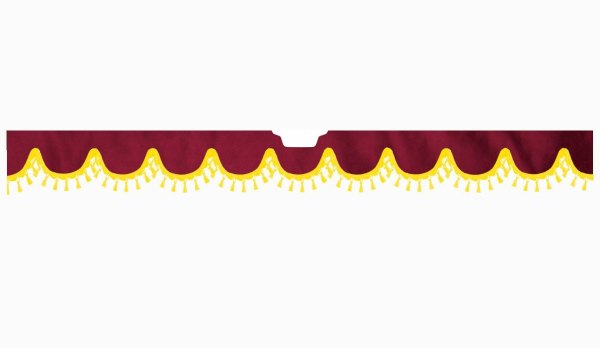 Suitable for Scania*: S (2016-...) Suede look Windscreen border with bobble - with cut-out Windscreen fitting sensor yellow shape form bordeaux