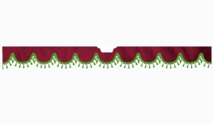 Suitable for Scania*: S (2016-...) Suede look Windscreen border with bobble - with cut-out Windscreen fitting sensor green shape form bordeaux