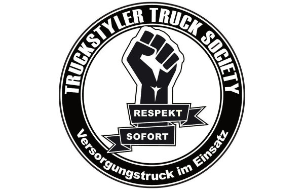 Trucksticker Truckstyler Truck Society - Respekt vor - Versorgungstruck im Einsatz
