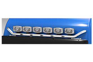 Passend f&uuml;r MAN*: TGX EURO6 (2020-...) - GX-Fahrerhaus - Visor Bar - mit 6 angeschwei&szlig;ten Laschen - mit 5er LED Leuchtenset (inkl. Einbau)