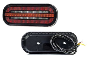 LED-Taillight &quot;smoke&quot; - 12V-36V - rear light I brake light I dynamic indicator - oval design - 1 meter cable