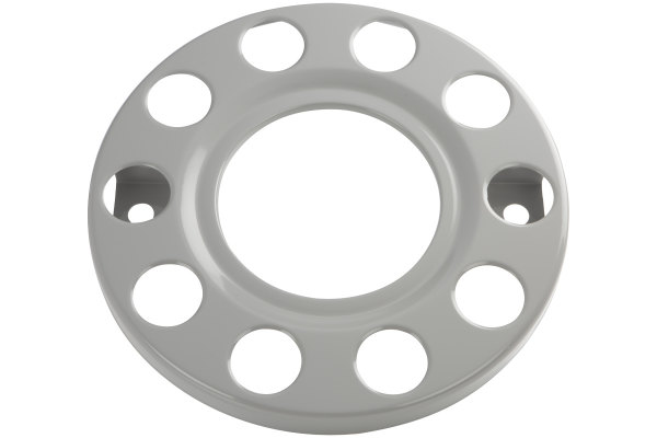 Anello copriruota per camion - interno aperto - 10 fori - acciaio inox - cerchio da 22,5 pollici - verniciato a polvere - colore grigio