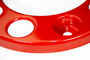 Anello copriruota per camion - aperto allinterno - 10 fori - acciaio inox - cerchio da 22,5 pollici - verniciato a polvere - colore rosso