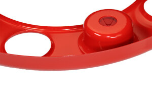 Anello copriruota per camion - aperto allinterno - 10 fori - acciaio inox - cerchio da 22,5 pollici - verniciato a polvere - colore rosso