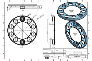 Anello copriruota per camion - aperto allinterno - 10 fori - acciaio inox - cerchio da 22,5 pollici - verniciato a polvere - colore rosso