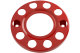 Täckring för hjulbultar - öppen insida - 10 hål - rostfritt stål - 22,5 tums fälg - pulverlackerad - röd färg