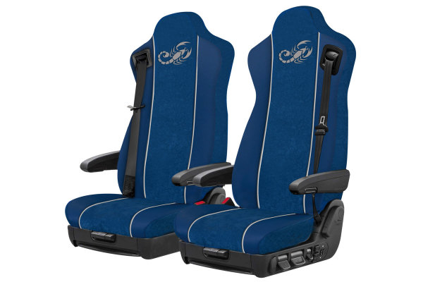 Truck seat cover model - Extreme - ClassicLine Mod.S - blue-blue - with Logo