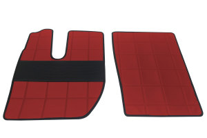 Suitable for IVECO*: S-Way (2019-...) ClassicLine floor mats - synthetic leather - Red without logo