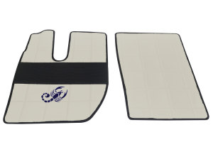 Suitable for IVECO*: S-Way (2019-...) ClassicLine floor mats - synthetic leather - Beige with logo