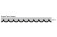 Wildlederoptik Lkw Scheibenbordüre mit Quastenbommel, doppelt verarbeitet anthrazit-schwarz weiß Bogenform 23 cm