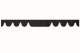 Bård för lastbilsrutan i mockalook med tofsad pompom, dubbelbearbetad antracit-svart vit vågform 23 cm