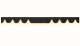 Skivbård med tofsad pompom, dubbelbearbetad antracit-svart beige böjd form 23 cm