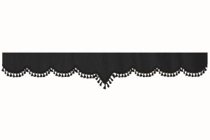 Skivbård med tofsad pompom, dubbelarbetad antracit-svart svart V-formad 23 cm