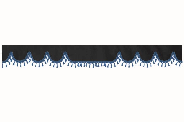 suedelook truck pane border with bobble, Double processed anthracite-black blue Wave form 23 cm