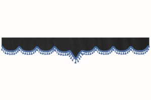 Skivbård med tofsad pompom, dubbelarbetad antracit-svartblå V-form 23 cm