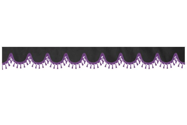 Disco in camoscio con pompon in nappe, doppia lavorazione antracite-nero lilla a forma di arco 23 cm