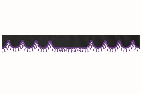 suedelook truck pane border with bobble, Double processed anthracite-black lilac Wave form 23 cm